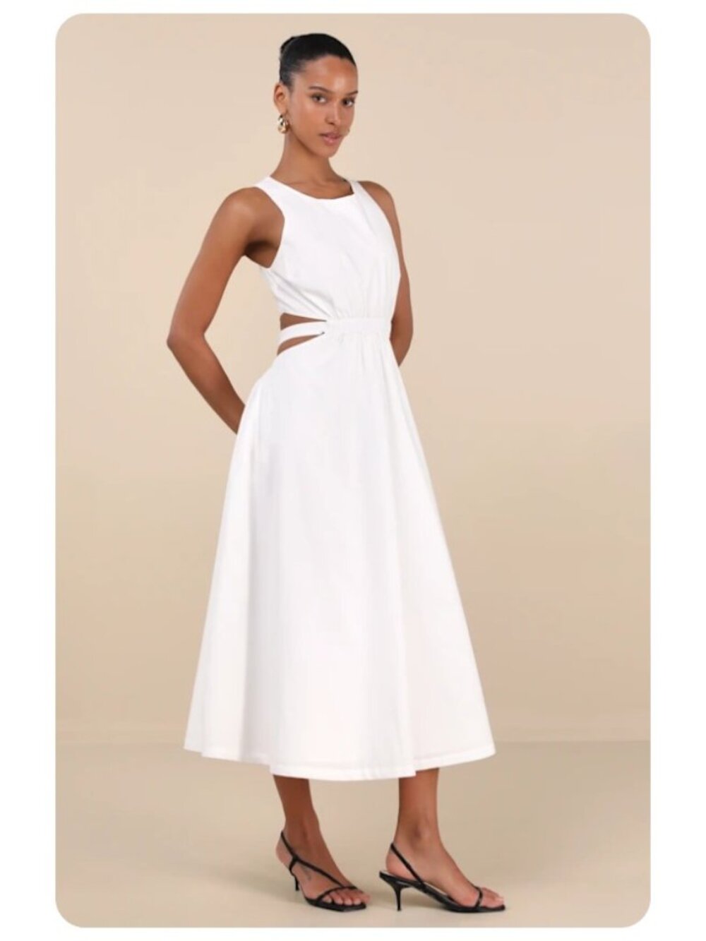Lulus White Kianne Cutout Tie-Back Midi Dress sz L
